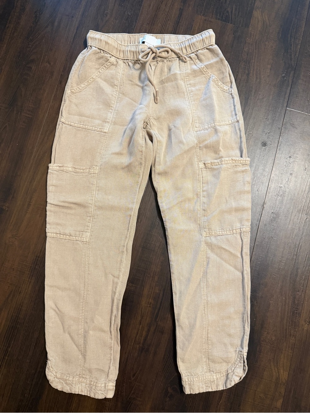 C&C California Women’s XS Linen Cargo Joggers beige/tan pockets